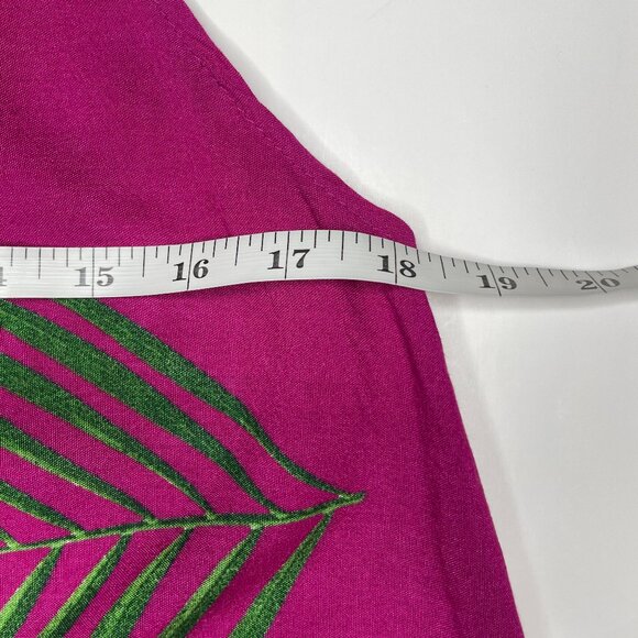 Hula Bay Magenta Green Palm Print Halter Dress Rayon XXL-19 Hawaiian Tropical - Picture 5 of 8
